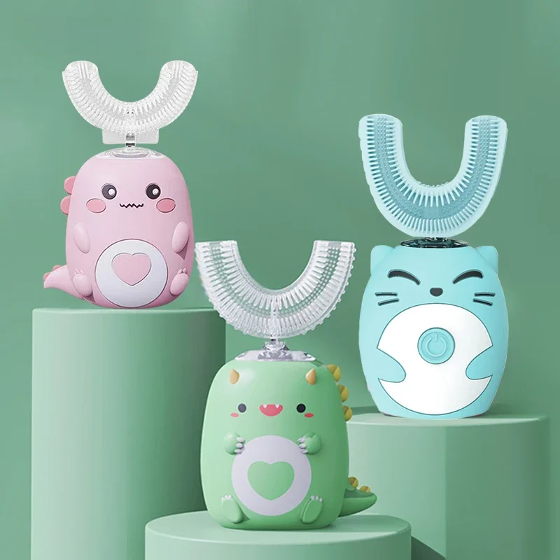 Brosse à dents électrique sonique en forme de U pour enfants, brosse à dents en silicone à 360 degrés, brosse à dents intelligente, blanchiment des dents pour étanche