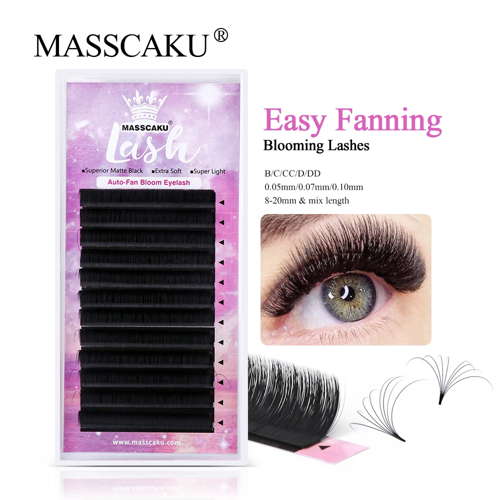 

Wholesale High Quality C D Curl Natural Effect False Eyelashes 0.05mm 0.07mm Thickness Easy Fanning Blooming Lashes Extensions