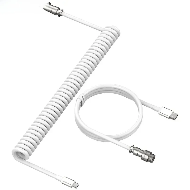 Opgerolde toetsenbordkabel Type C naar USB-A Mechanische toetsenbordkabel Afneembare metalen vlieger Dubbele mouwen Draad voor gamingtoetsenbord - afbeelding 2