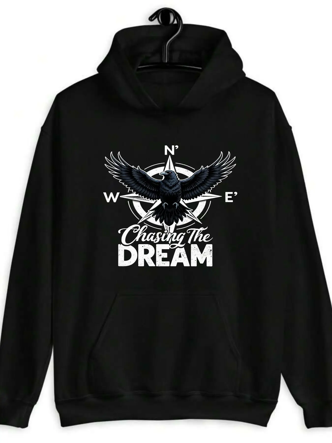 

Men'S Raven Compass Chasing The Dream Graphic Hooded Sweatshirt Fit Casual Pullover with Adjustable Hood Long Sleeve Winter