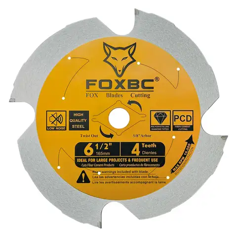 FOXBC 다결정질 다이아몬드 (PCD) 섬유 시멘트 톱날, 5/8 인치 DMK 아버 포함, 165mm, 4 톱니, 1 개