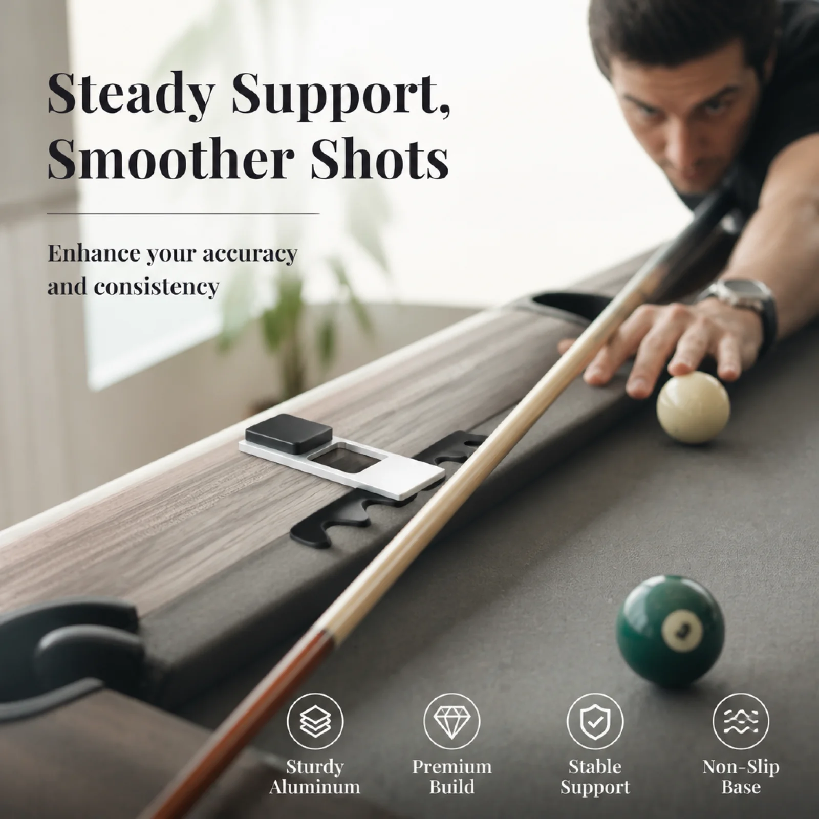 Cue Rack Portable 4-Cue Billiard Rest Holder Easy to Use for Game Room Bar Tournaments Billiards Accessories