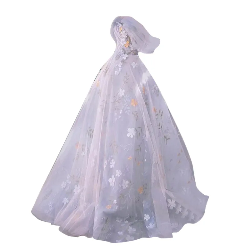 Fairy Flower Dress for Noiva, brinde de casamento, banquete novo, outono e primavera, K2