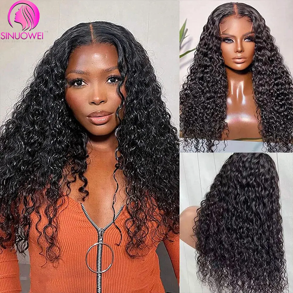 

13X4 Water Wave Glueless Wig Pre-Cut Lace Wig For Black Women Curly Brazilian Remy Lace Frontal Human Hair Wigs