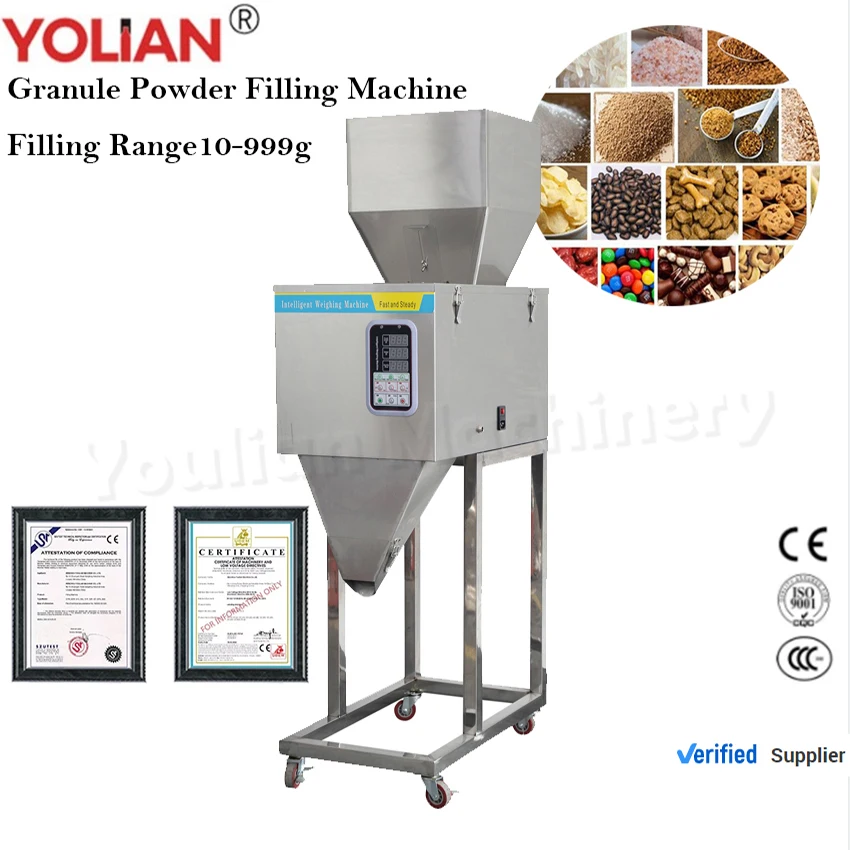 FZ-1000 10-999g Particle Granule Powder Packing Machine Tea Candy Hardware Nut Filling Machine Powder Tea Surge Filling Machine