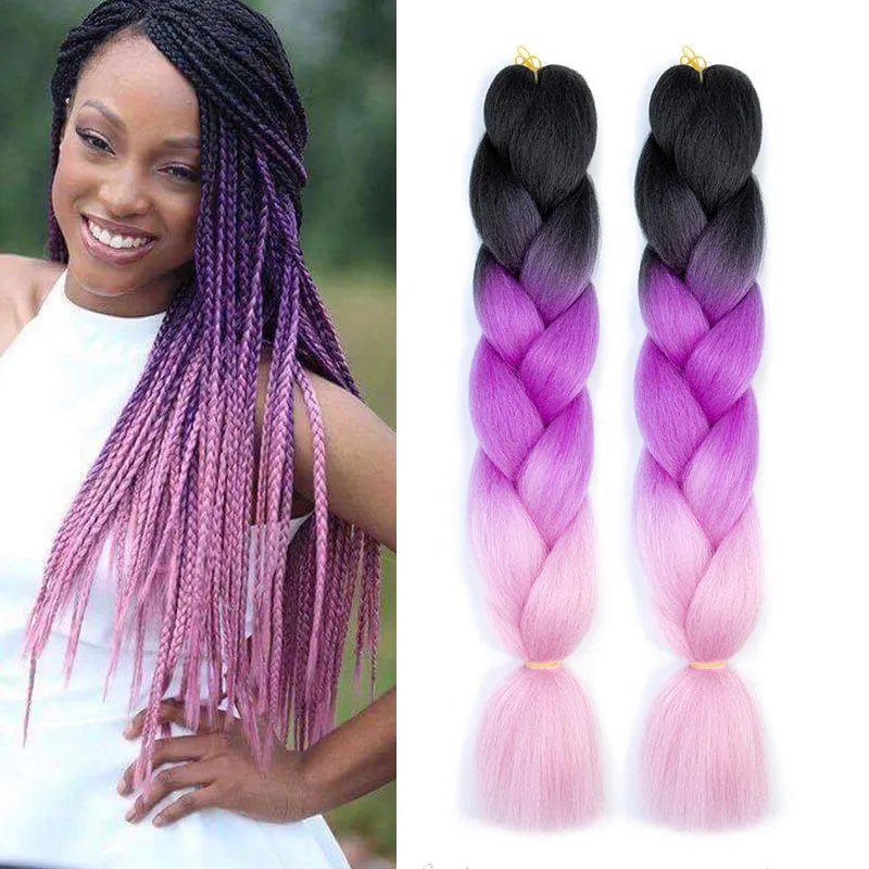 女性用人工ジャンボブレード,24インチ,アフロブレード,オンブル,かぎ針編みブレード,DIY,卸売