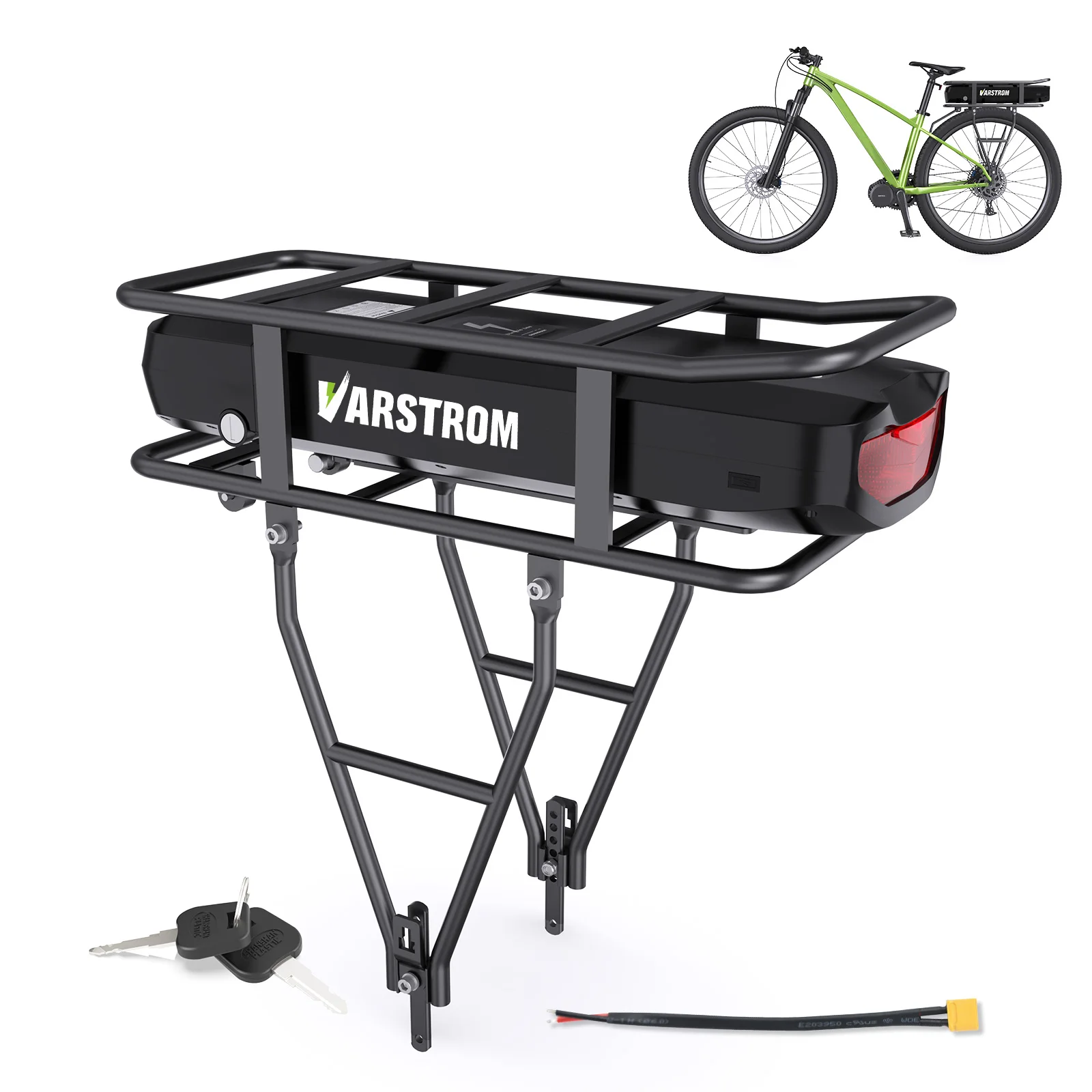 [Versand aus Polen] 36V 20,8Ah 48V 18,2Ah E-Bike-Akku mit Gepäckträger und Rücklicht - Lithium-Ionen-Ebike-Akku für 36V250W-3000W Rad-Kit-Motor |   Rücklicht, Lithium-Ionen-Ebike-Batterie für