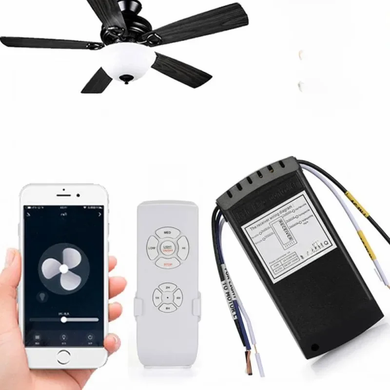 Tuya WiFi Smart Life Deckenventilator mit Licht Fernbedienungs-Set APP-Steuerung Smart Home Einstellbare Windgeschwindigkeit Kompatibel mit Alexa Zubehör