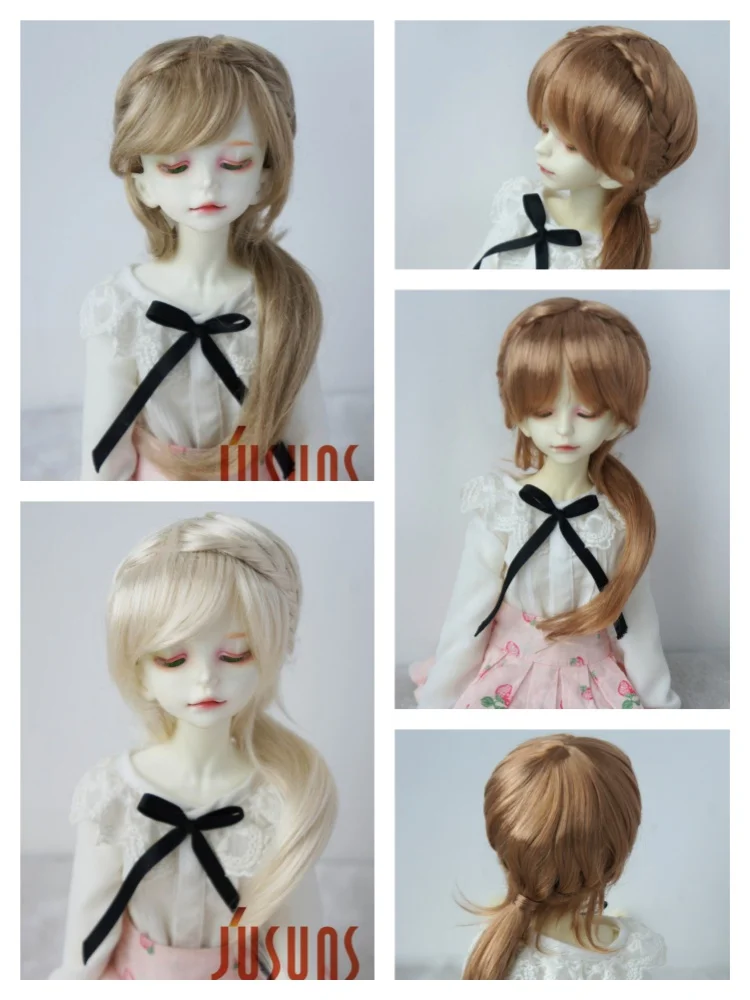 JD188 1/12 1/6 1/4 1/3 Elegant Diagonal Braid BJD Synthetic Mohair Wig Suit From Size 4-5 Inch to 8-9 Inch Doll Hair Accessories