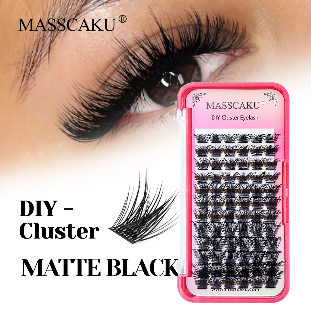 

High Quality MASSCAKU 8-16mm Mix Size Fast Grafting DIY Clusters Lash D/DD Curl False Silk Segmented Hybrid Eyelashes Supplies