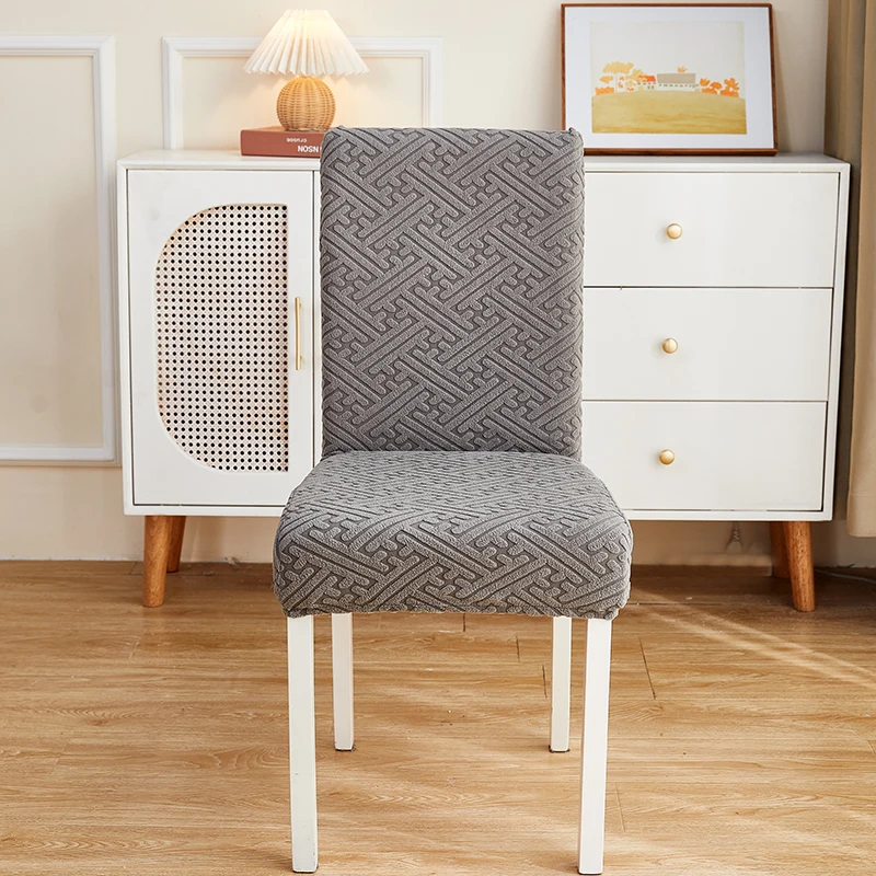 Premium Stretch Jacquard Polar Fleece Chair Covers Set - Spill-Resistant Coated for Most Chairs - Options for 1/2/4/6 Pieces