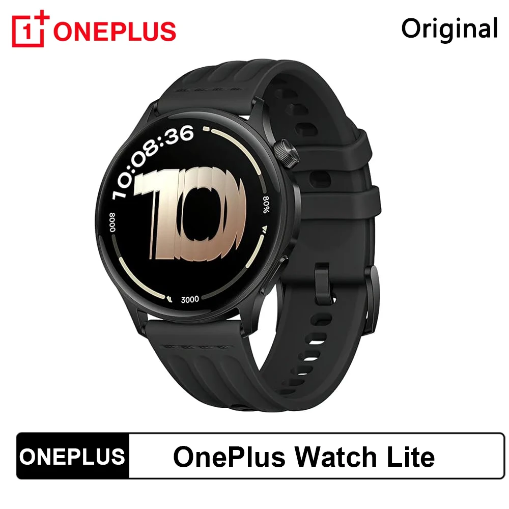 Montre connectée OnePlus Watch Lite version globale, écran AMOLED 1,46'', GPS double bande, batterie 330 mAh, autonomie de 10 jours, OxygenOS 7.1