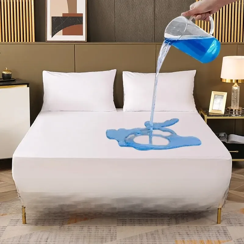 Waterdichte hoeslaken beddengoed hoes beddoek effen kleur matrashoes bedbeschermer hoes voor slaapkamer logeerkamer - afbeelding 2