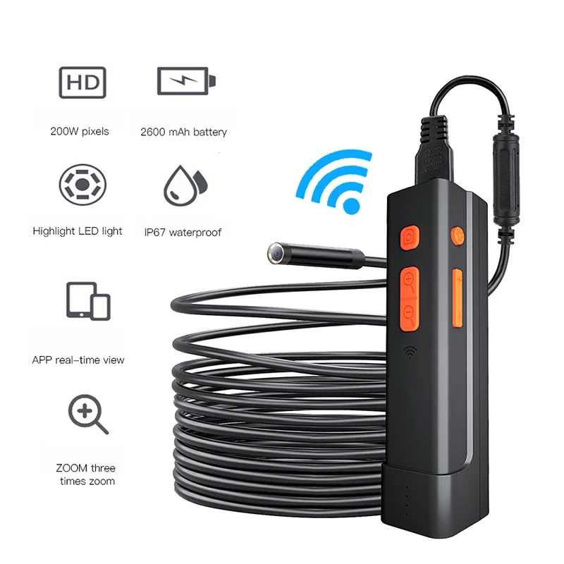 

Wireless Endoscope for Automotive Inspection Semi-Rigid 8MM WiFi Borescope Camera For Android and iOS Smartphones