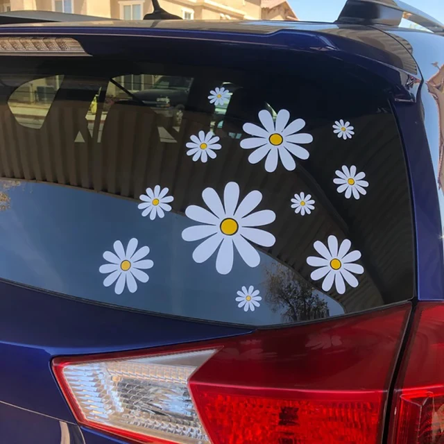 Zestaw 14 naklejek na szybę samochodową / Hippie Flower Naklejki na szybę samochodową Camper Van Naklejki kwiatowe Suv Surf Dekoracja laptopa