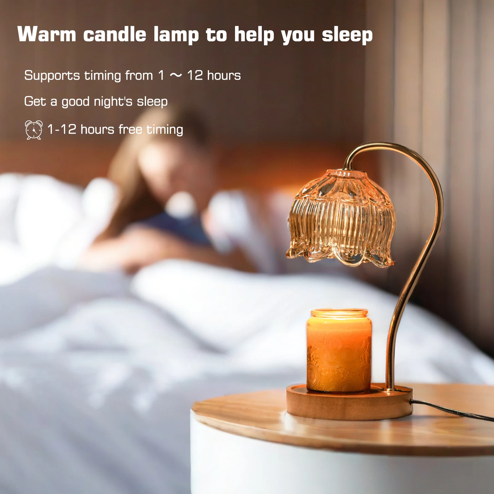 Flower Candle Warmer Lamp with Timer, Electric Candle Warmer Lamp, Birthday Gifts for Women, Mom, Female Friend, Glass Candle La