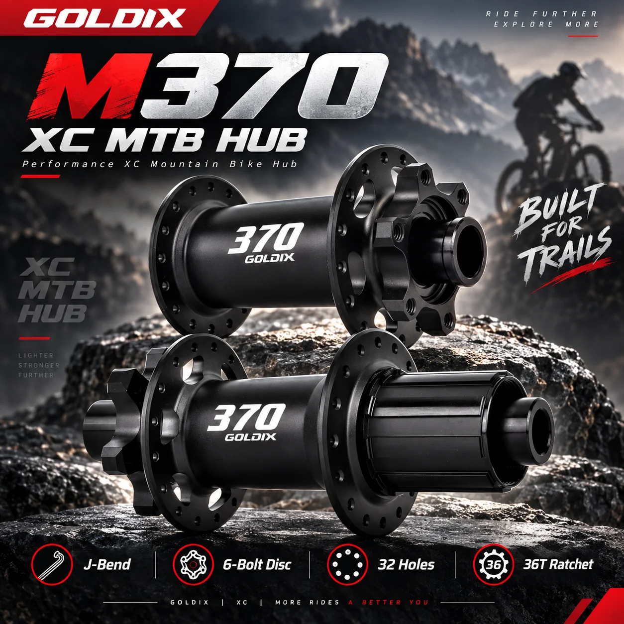 GOLDIX M370 32H Boost MTB Nabe J-Bend 36T Ratsche 6-Bolzen Scheibenbremse Leichtgewichtige XC HG XD MS 10-12 Gang Fahrrad-Naben-Teile – Detail 2