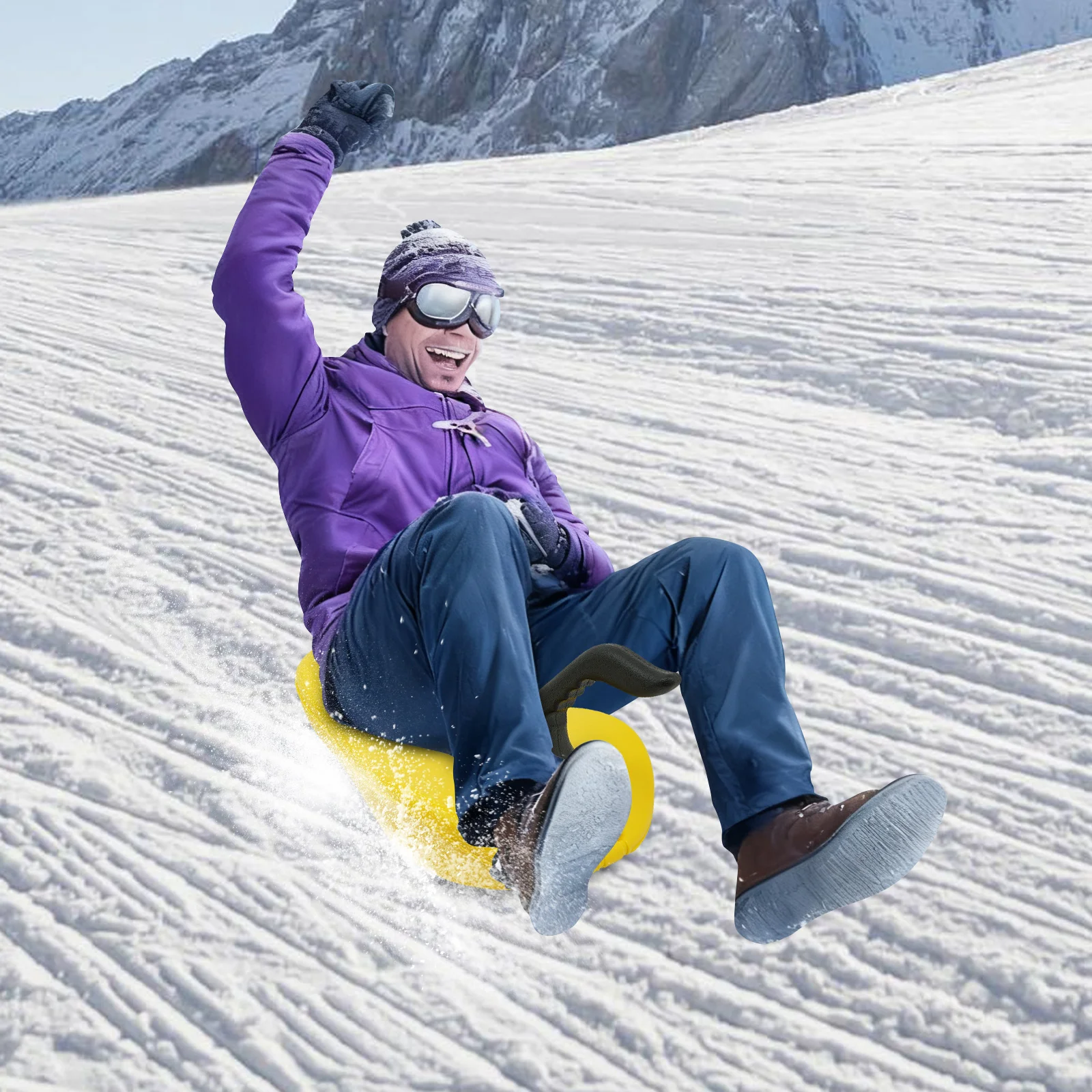 

Snow Sleds, Plastic Sled W/ Handles for Adults Kids, Winter Snow Sledding Toboggan for Snowy Hills Outdoor Play, for Family Fun