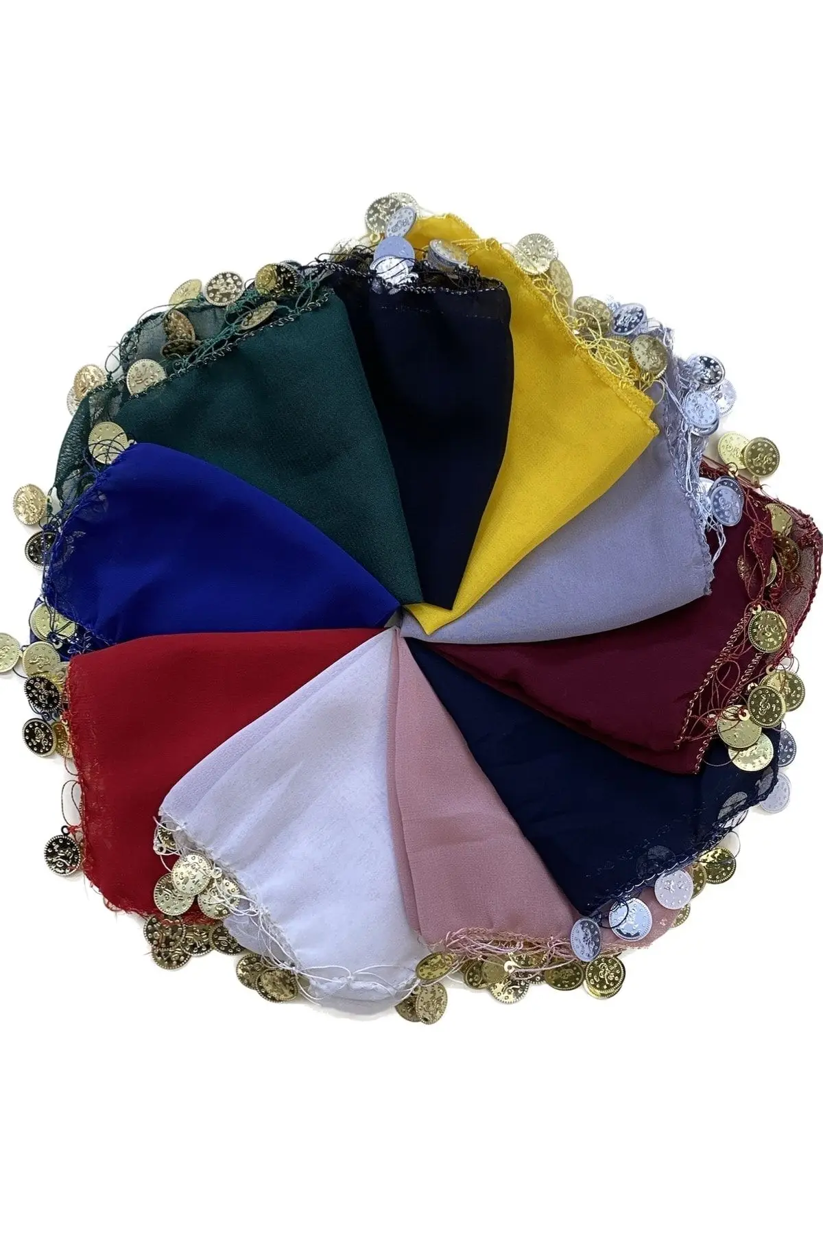 Mixed Color Chiffon Bridal Halay Wipes, Gift Handkerchief 10 Pieces