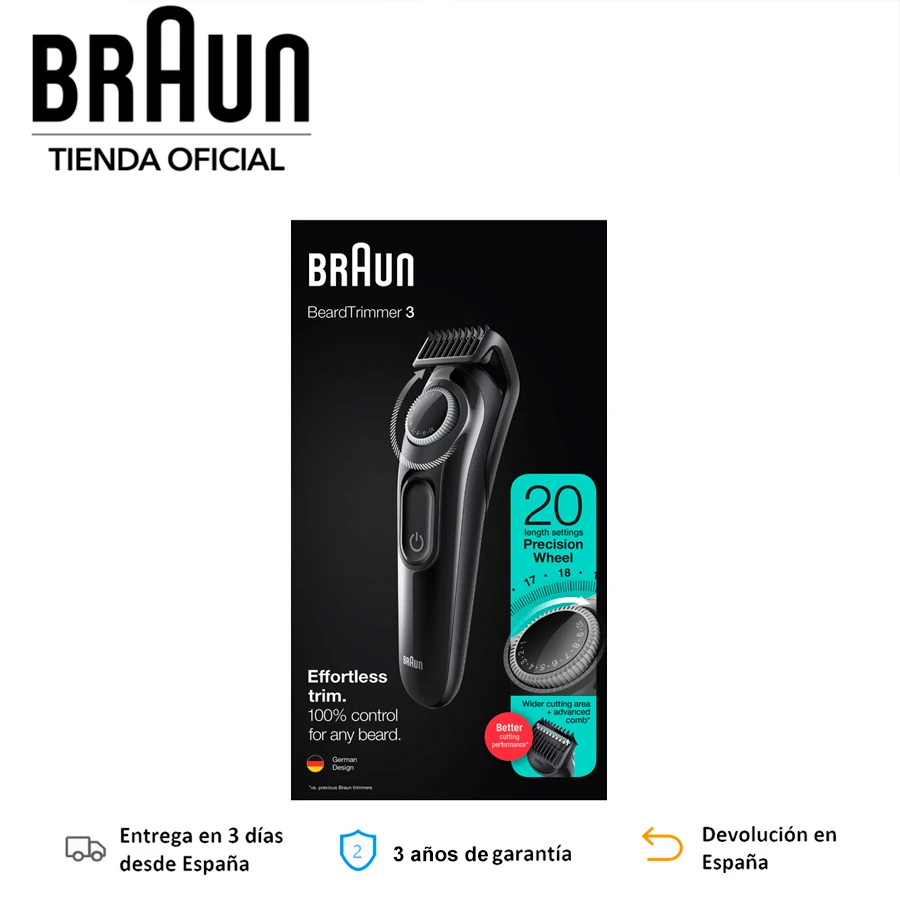 Braun BT3322, Beard Trimmer, Electric Shaver, Shaving Machine, Hair Clippers Men, Body Groomer, 39 Settings