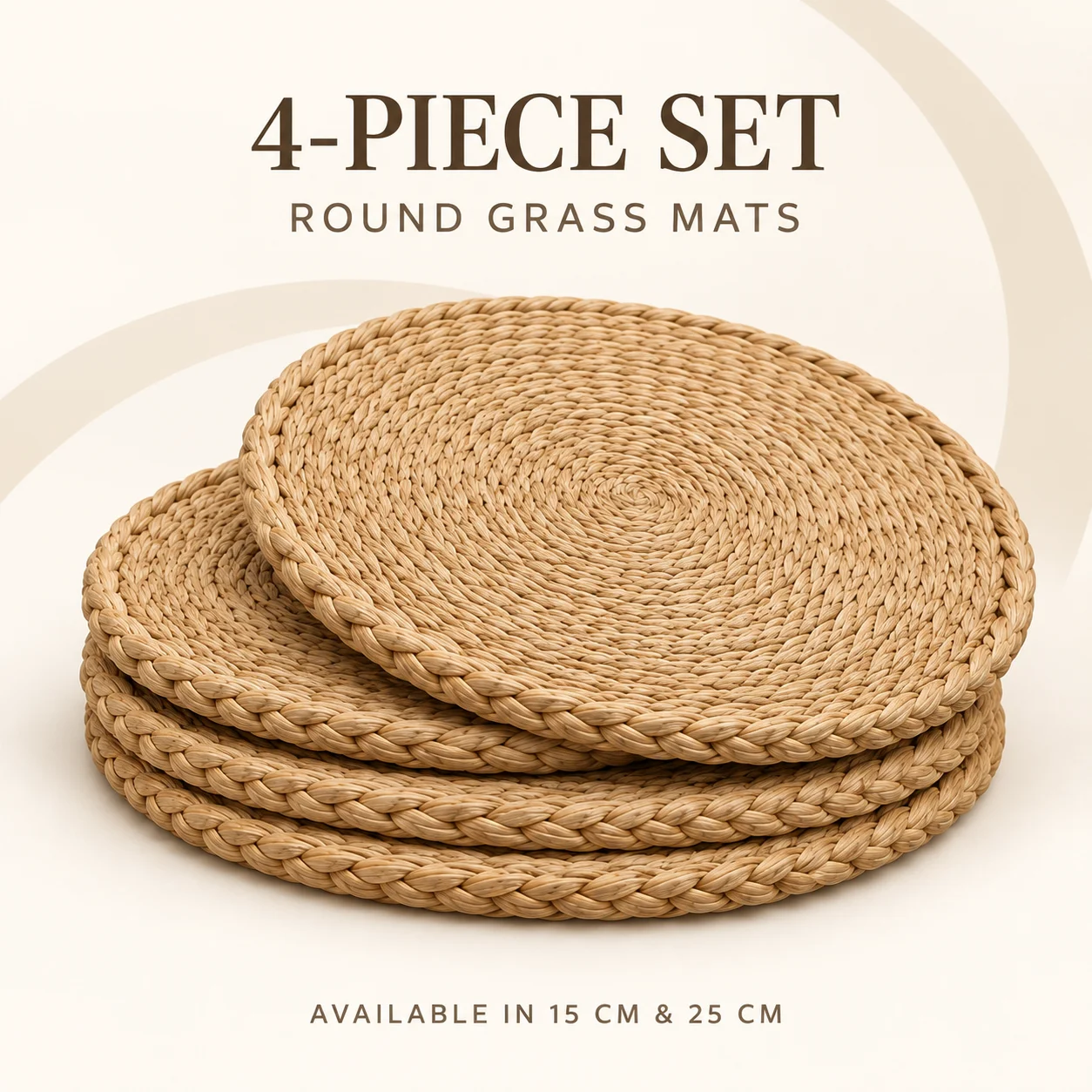 Round Grass Mat Set 4-Piece Natural Woven Placemats 15cm 25cm for Dining Table Decor Premium Quality Best Choice 2026