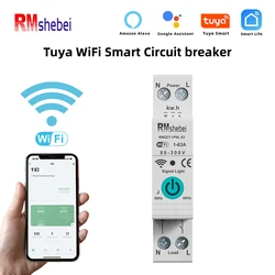 Interruttore automatico Tuya WiFi Mcb, misurazione della potenza, 1P, 63A, guida DIN per casa intelligente, telecomando wireless Smart Switch tramite app,