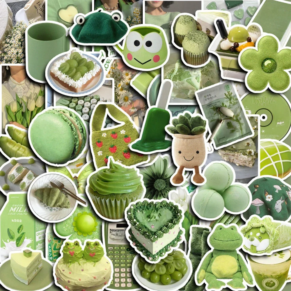 AliExpress MINISO 10/30/60pcs Cute Green Cartoon Stickers Ins Decals Decoration DIY Notebook Phone Bike Suitcase