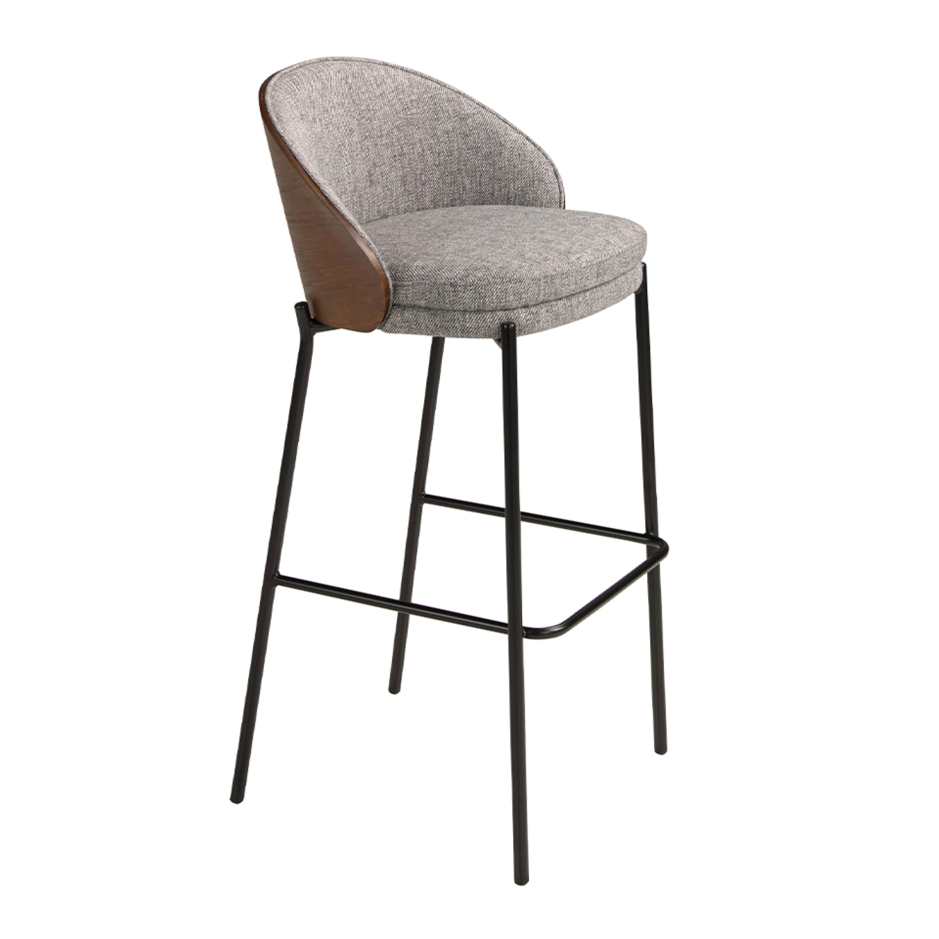 Gray fabric and walnut stool 4127