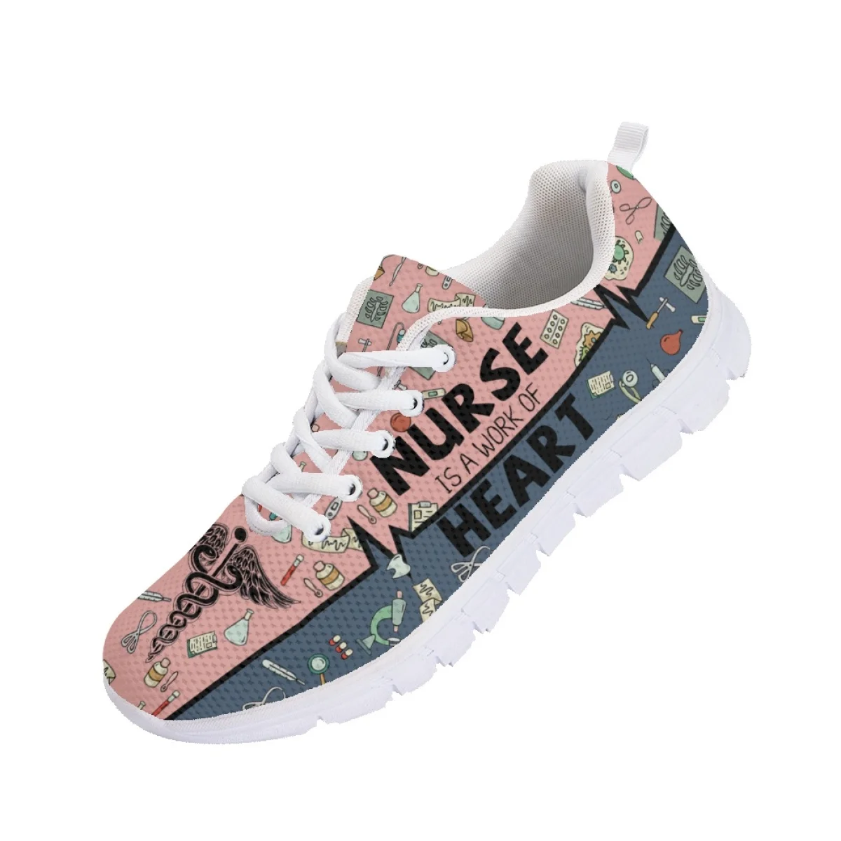 INSTANTARTS Female Comfort Nurse Shoes Medical EMT Assistant Pattern Women's Running Sneakers Breathable Light Walking Tennis