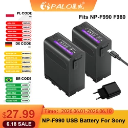 NP-F990 NP F990 Battery PD30W Fast Charging Fits SONY NP F980 F970 F960 F750 F550 F570 MC1500C PLM-100 CCD-TRV35 MVC-FD91 HVR-HD