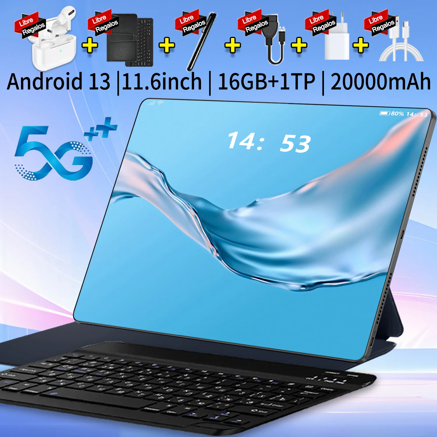 2024 Tablet Android 20000 mAh Global Version 16GB Ram 1TB Rom New Network 11.6 inch 14 Core Android 13.0 Wifi Tablet