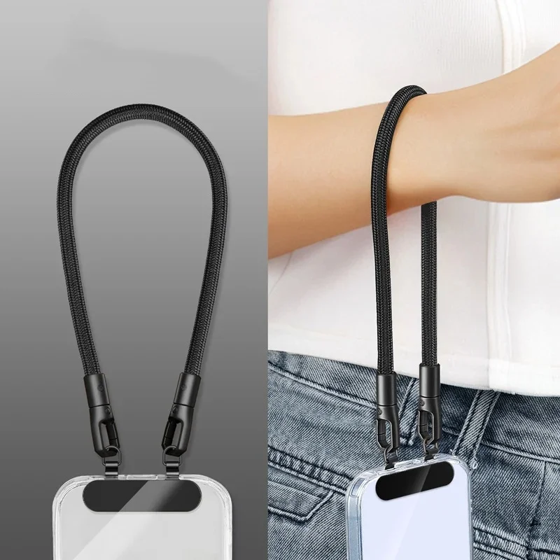 Lanière universelle pour téléphone portable à Double boucle, cordes de poignet Anti-perte pour l'extérieur avec Clips en acier inoxydable, longue couche à bandoulière