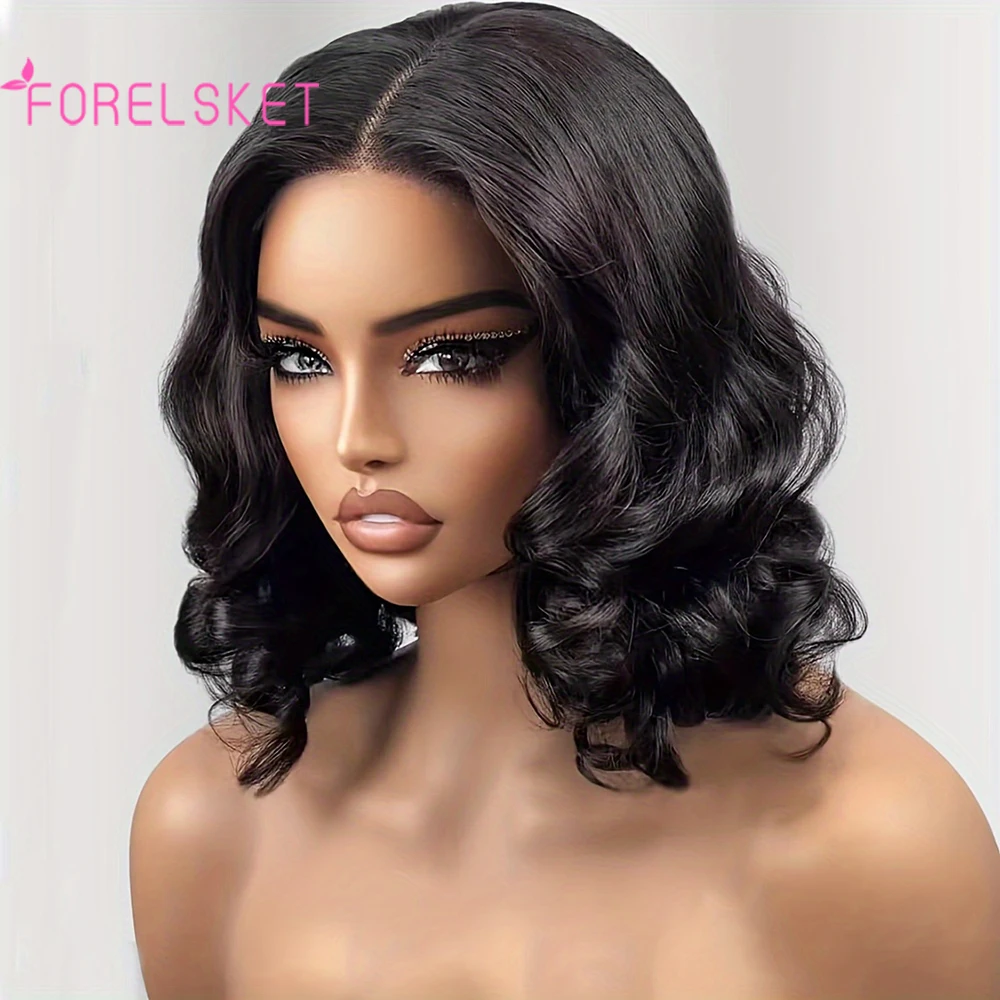 4x4 Lace Closure Wear and Go Glueless Bob Wig-Body Wave Lace Front Human Hair Wigs for Black Women-Pre Plucked and Pre Cut