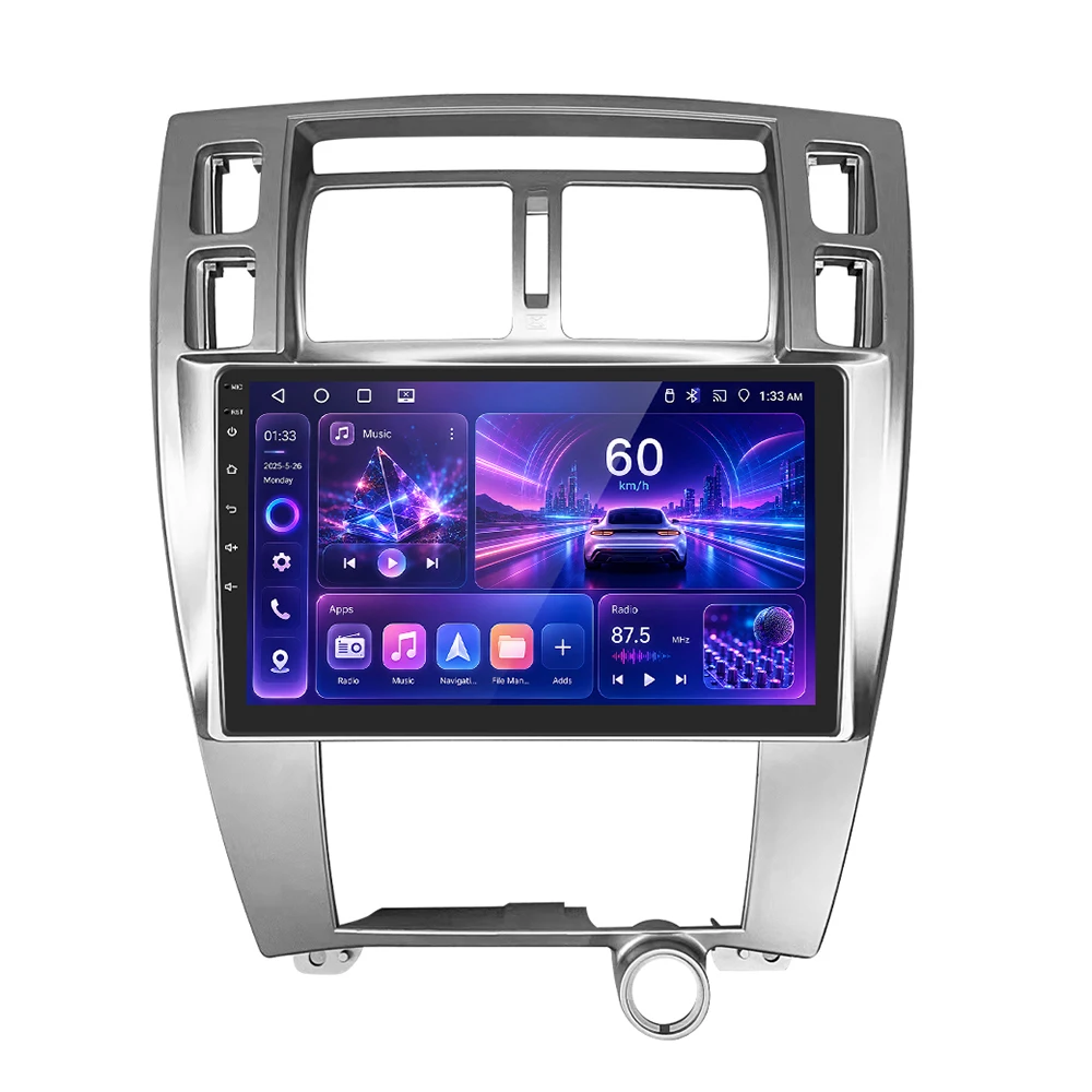 Podofo 8 + 128G 10'' Radio Samochodowe do Hyundai Tucson 2006-2013 Odtwarzacz Multimedialny Android Auto Carplay 8-rdzeniowy Mirror Link Bluetooth WIFI 4G RDS — 2