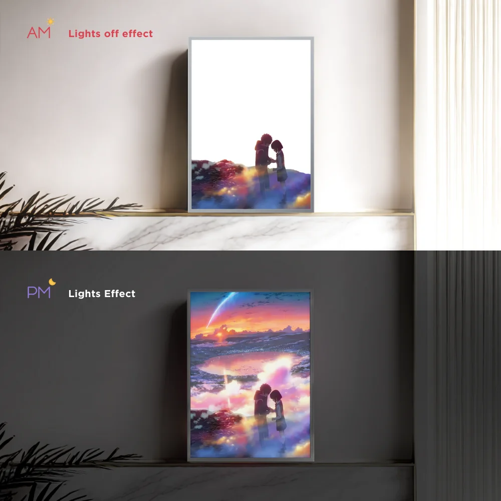 Imagem -02 - Personalizado Led Anime Seu Nome Art Light hd Photo Frame Escurecimento Usb Romântico Mood Night Light Home Decor Dia dos Namorados