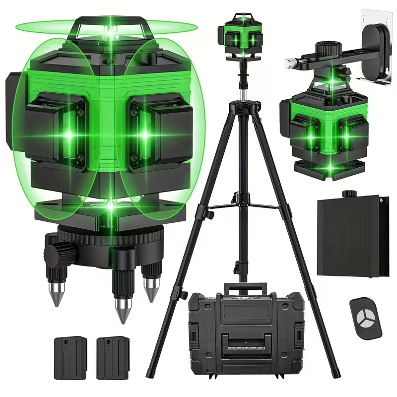 4D 16-lijns groene laserwaterpas met zelfnivellering en oplaadbare lithiumbatterij voor interieurontwerp en constructie - afbeelding 1