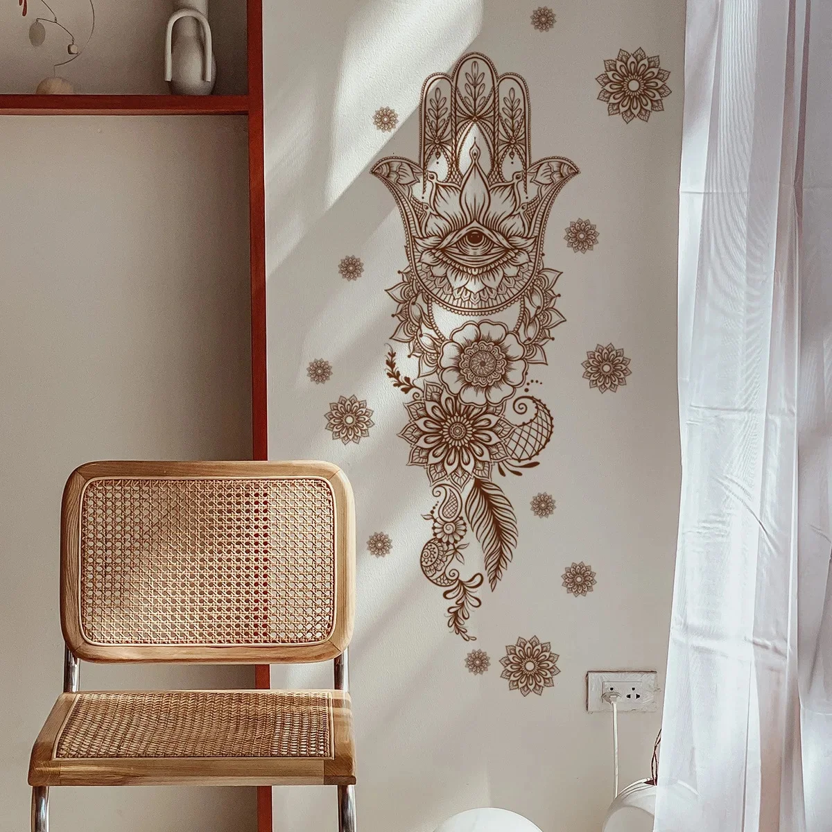 Boho Mandala Lotus naklejki ścienne winylowe do dekoracji salonu tapeta samoprzylepna akcesoria do sypialni dekoracje ścienne wystrój pokoju — zdjęcie 2