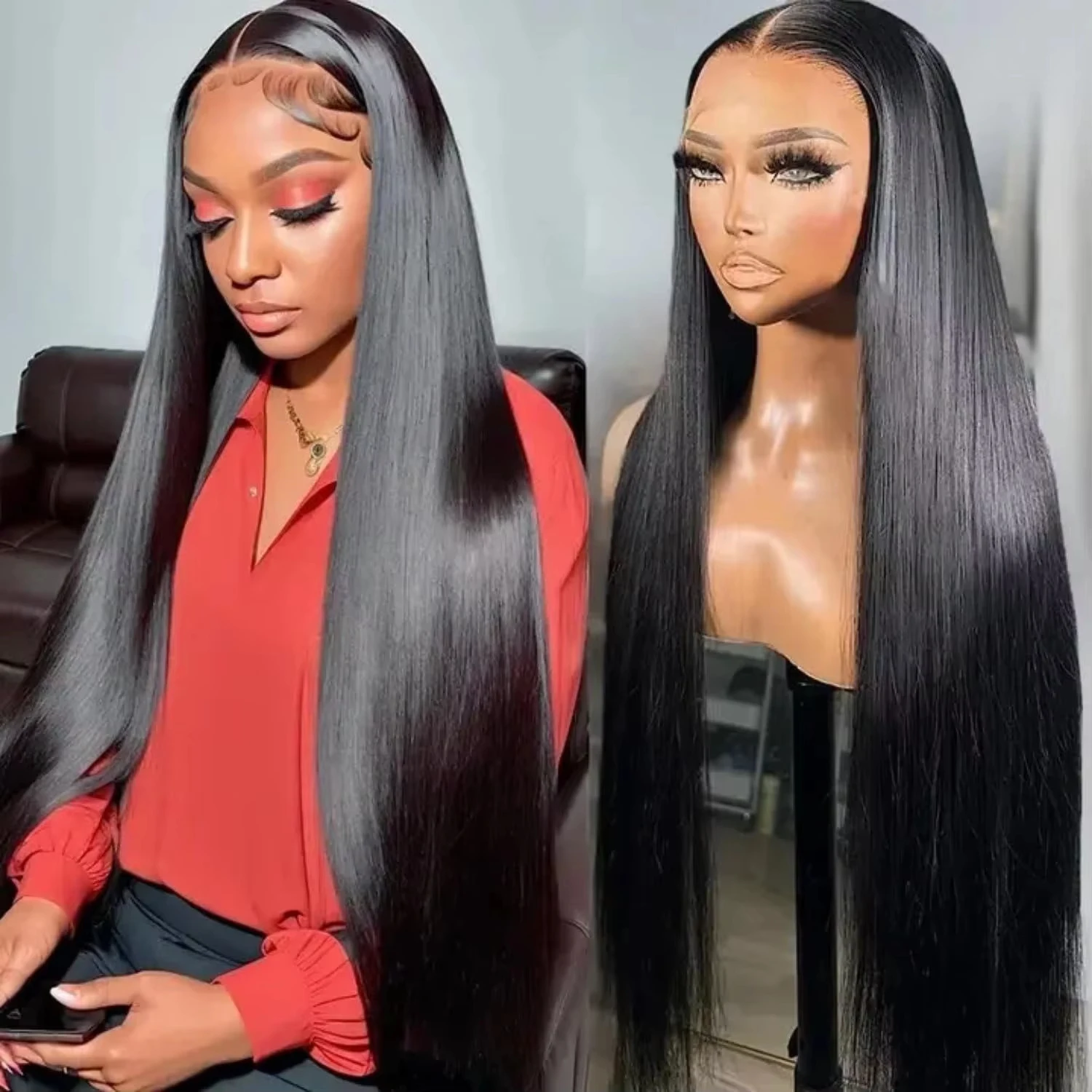 

220% Bone Straight 30 Inch 13x6 HD Transparent Lace Front Human Hair Wigs Brazilian 6x4 Closure wig For Women Pre Plucked Hair