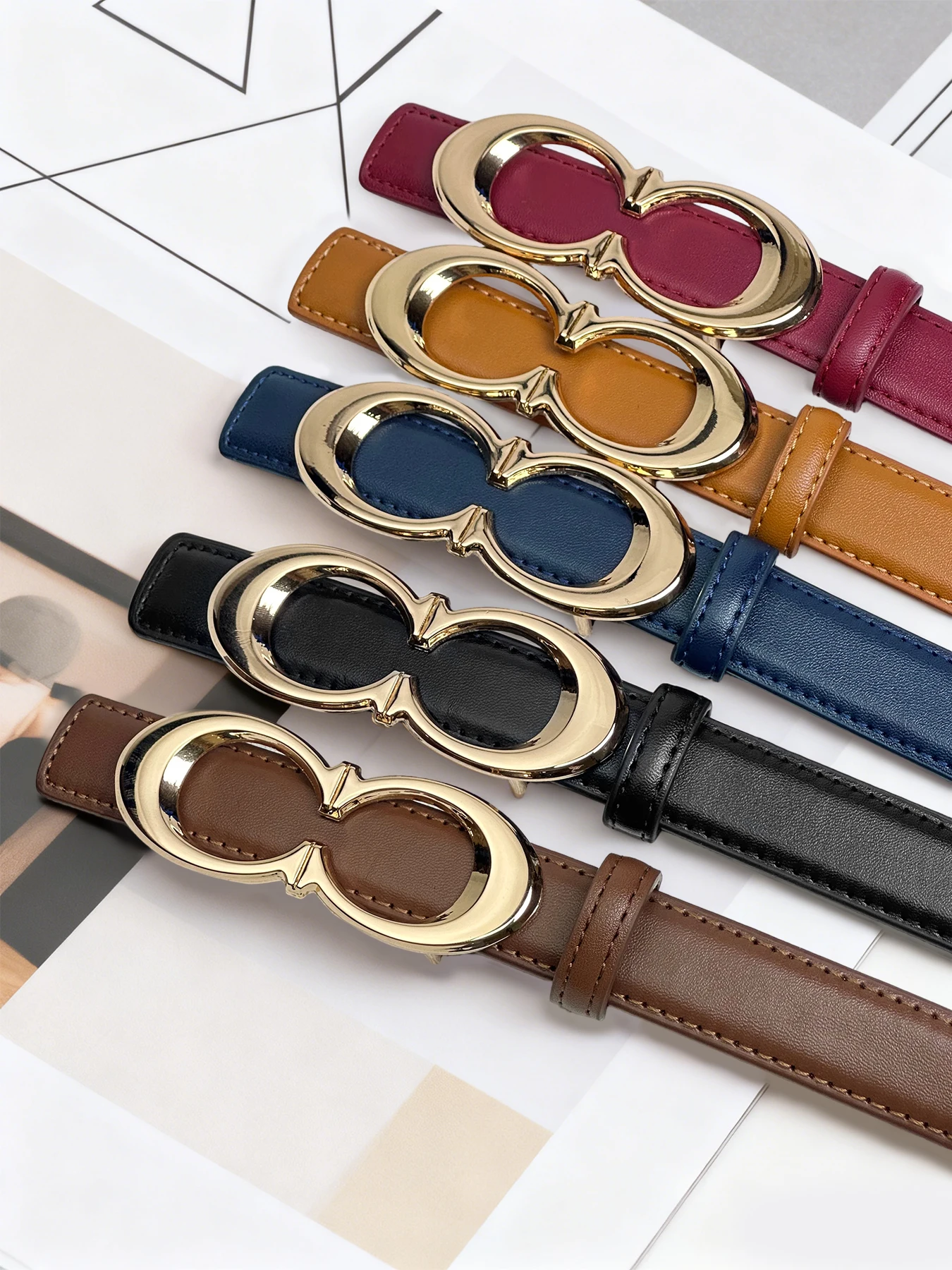 Sabuk Mewah Elegan untuk Wanita Aksesori Fashion Berkualitas Tinggi untuk Dipadukan dengan Celana Jeans dan Gaun