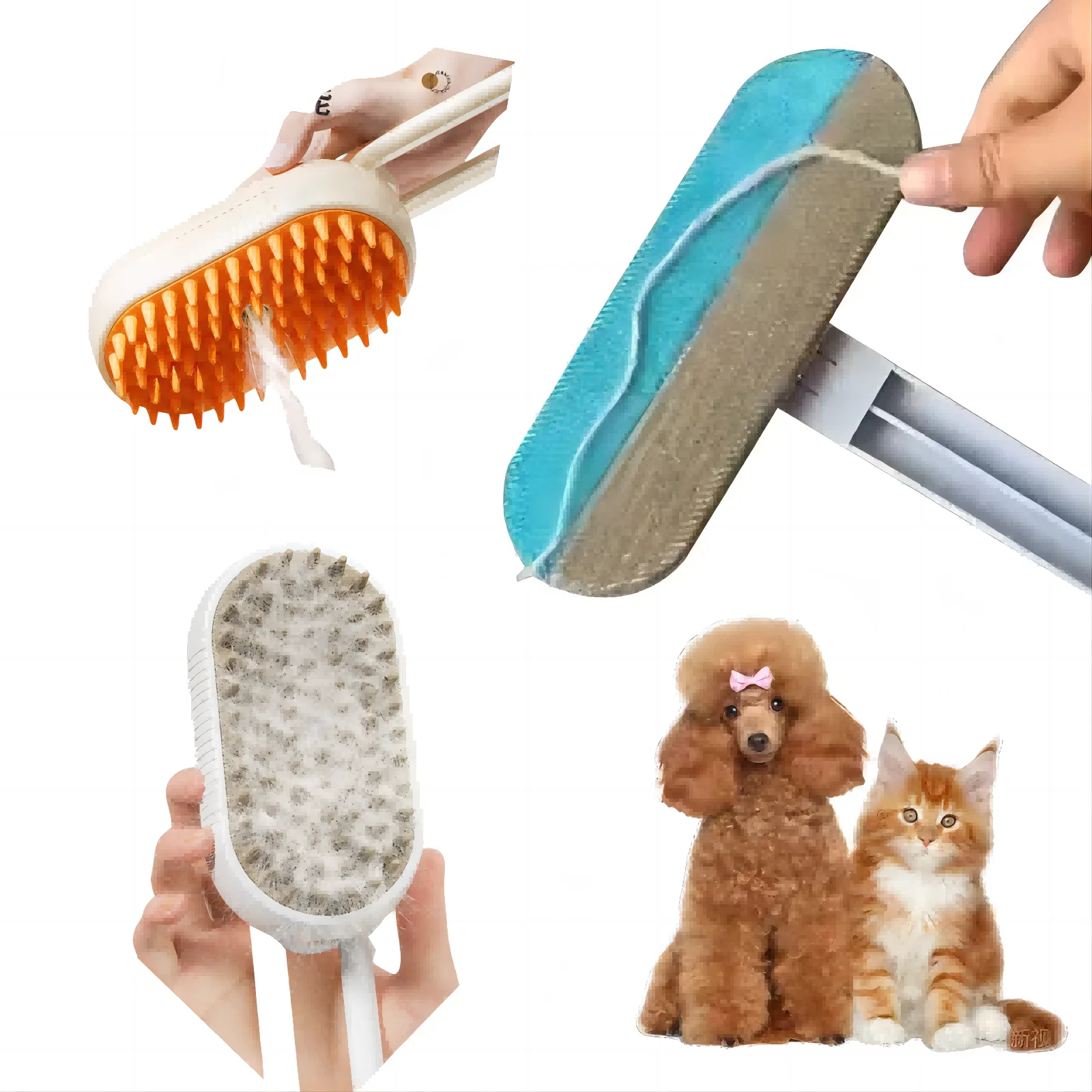 

Pack of Pet Steam Brush and Pet Hair Remover Cat Steam Brush Cat and Dog Hair Removal Rechargeable Steamer Brush Pet Hair Groom