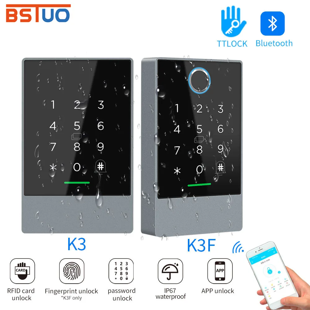 K3/K3F IP67 Waterproof TTLock APP Remote Control Smart Standalone Access Controler RFID Reader Card/Password/APP/Remote Alexa