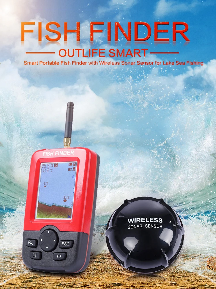 Wireless Portable Fish Finder 45M/135FT Sonar Depth Sounder Alarm Ocean River Lake echo sounder