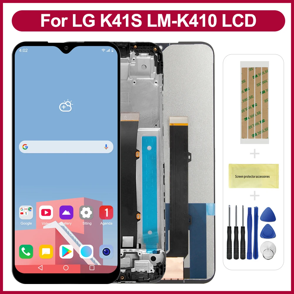 6,55'' LCD Display Touchscreen Digitizer Montage für LG K41S mit Rahmen LMK410EMW LM-K410EMW LM-K410 Ersatz Zubehör