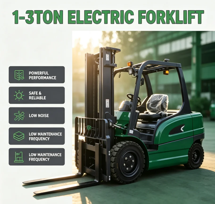 Heavy Duty 1- 3T 4 Wheel Electric Forklift Comfortable Driving Seat Indoor Factory Storage Cargo Handling Vehicle