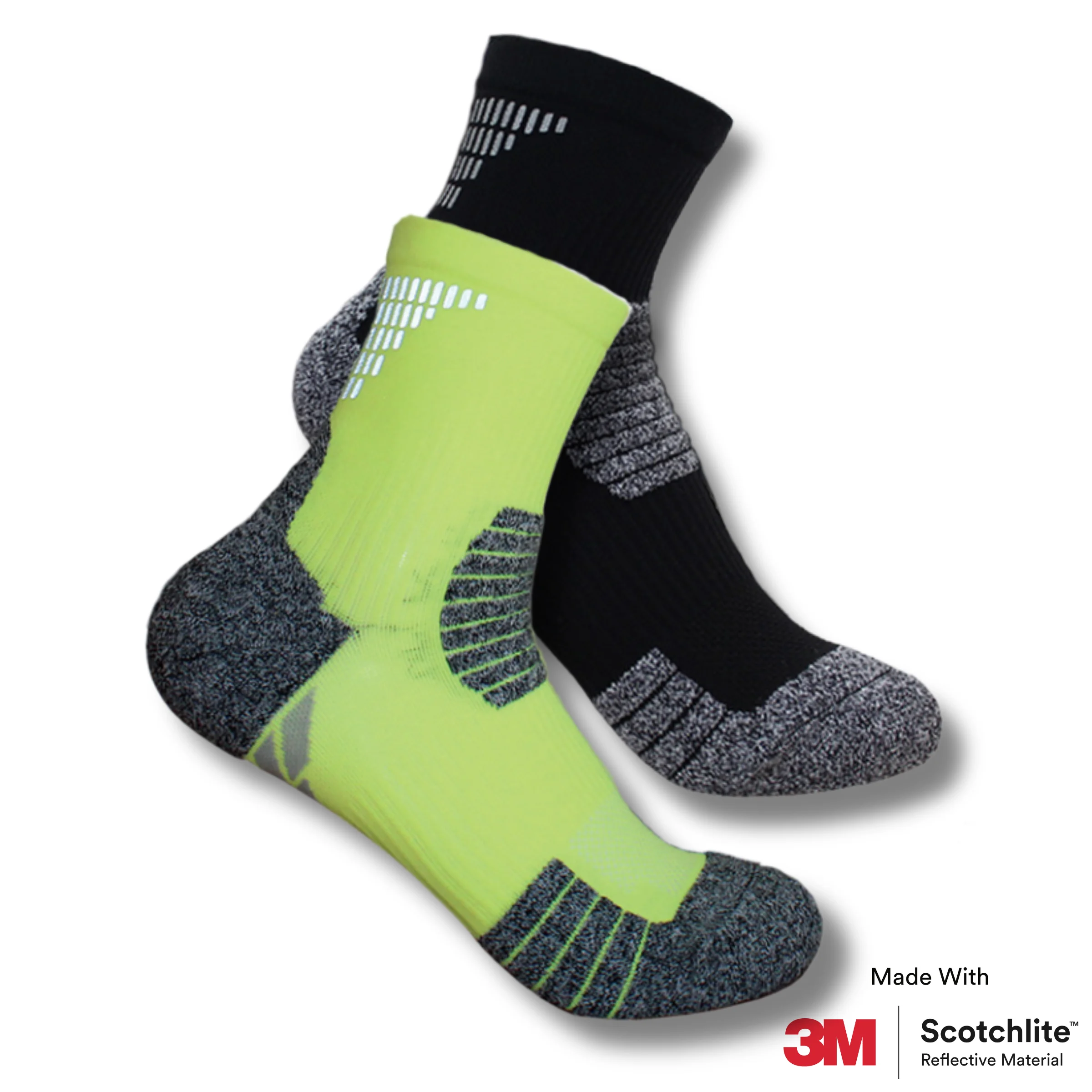 Salzmann Reflective Sports Socks - High Visibility Socks, Made with 3M Scotchlite - 2 Pairs