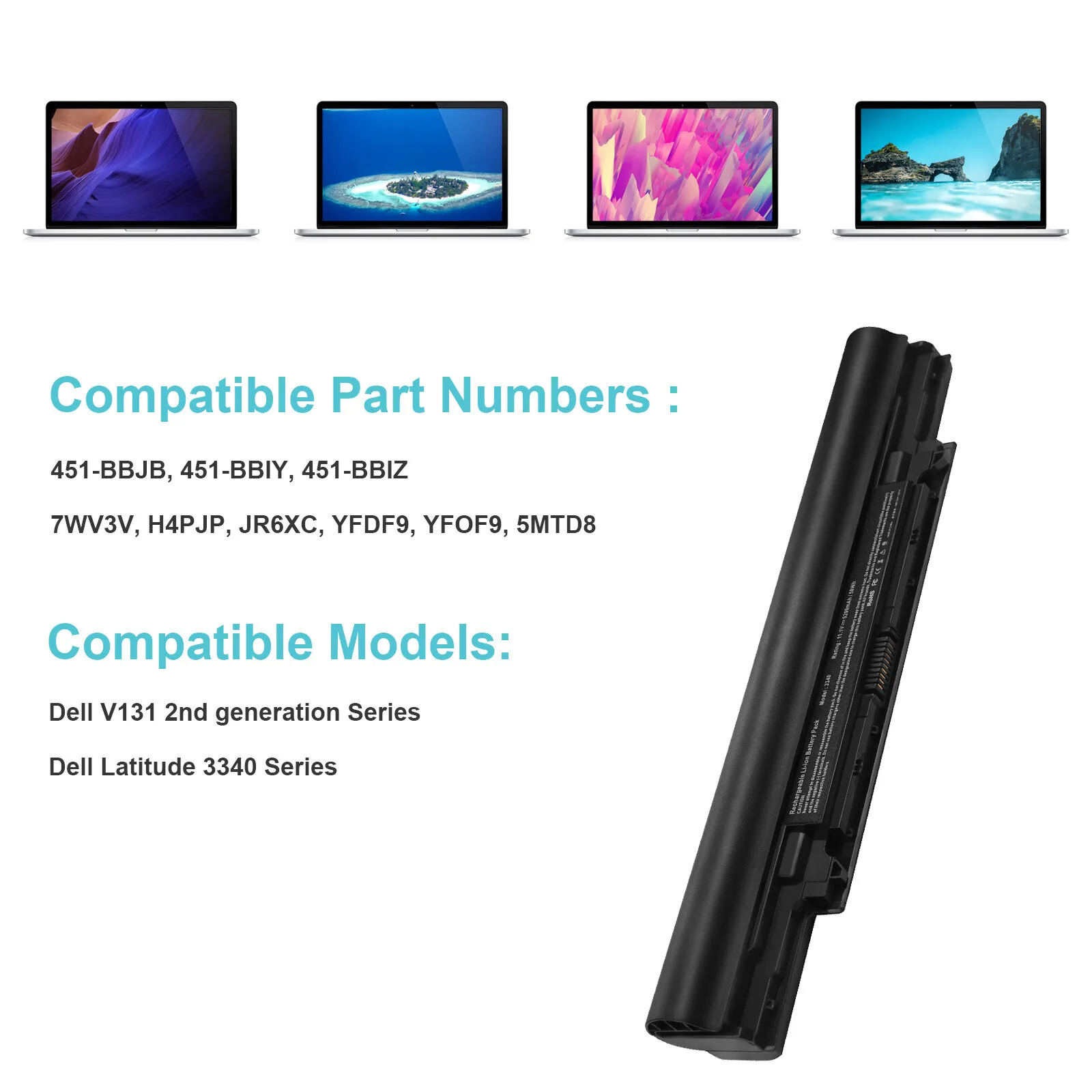 New 6 Cells Battery for Dell Latitude 13 3340 E3340 3350 YFDF9 5MTD8 JR6XC 451-BBJB Battery Replacement Fast Shipping