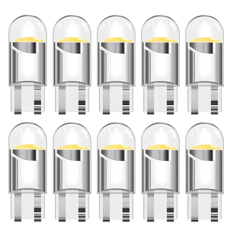 Ampoules LED COB W5W T10 WY5W pour voiture, feux de stationnement Wedge, lampes de plaque de planificateur automatique, éclairage de lecture breton, 10 pièces