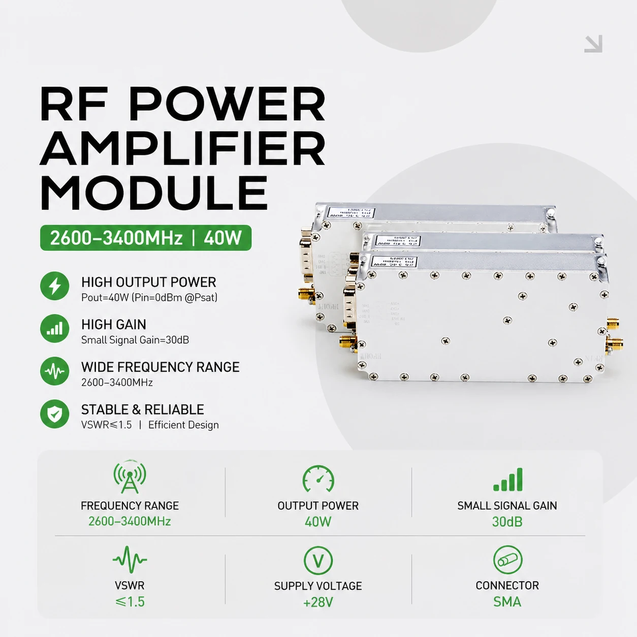 10W 30W 50W 100W 150W 200W 20-8000M Drone Defense Module UAV System & Robot UAV Shielding Device Wideband Module