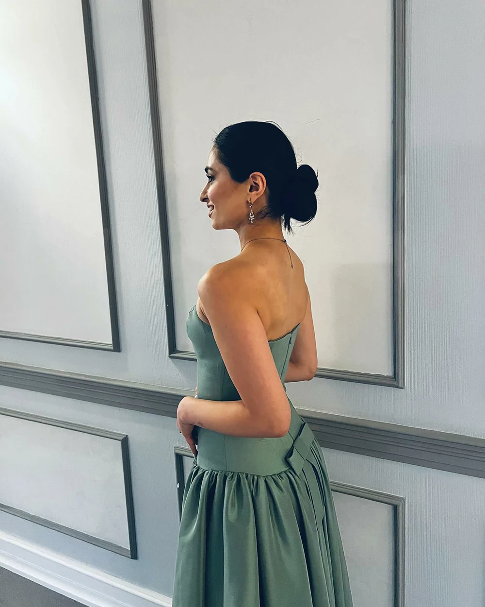 Msikoods elegante verde sem alças vestido de baile gala feminino saia plissada vestido de cocktail para festas noturnas e ocasiões especiais