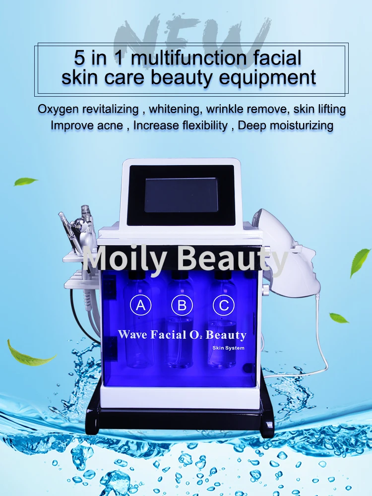 

Portable 5 In 1 H2O2 Small Bubble Hydrogen Facial Oxygen Machine For Skin Deep Cleaning Face Tightening Aqua Peeling Skin Care